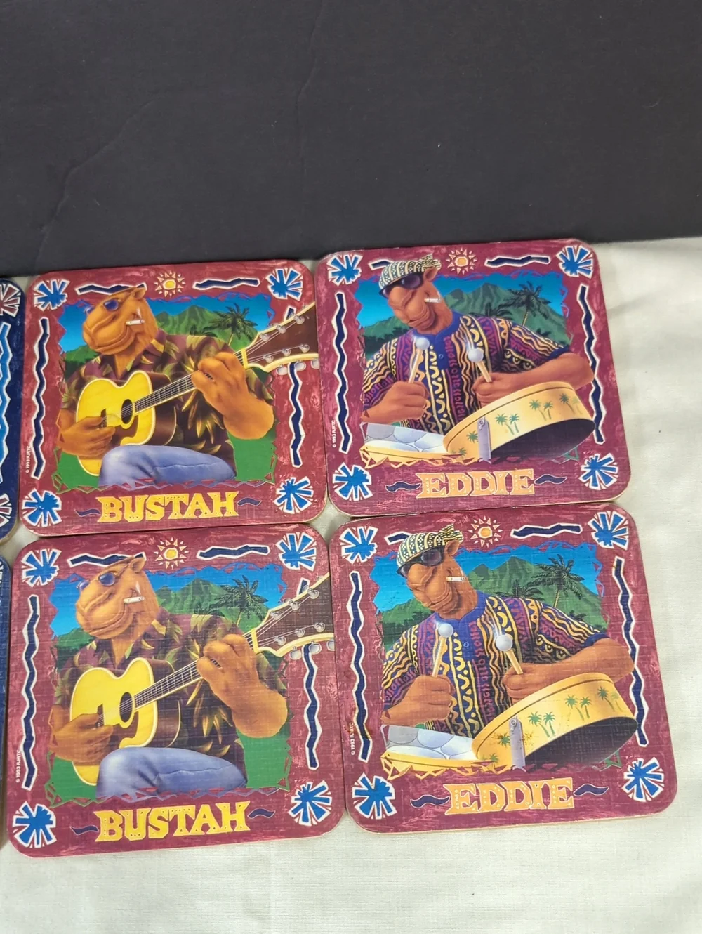 1993 Joe Camel Beach Cork Bottom Drink Coasters Set Of 8 & 3 Tumbler Cups